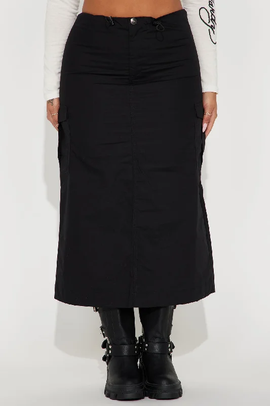 Jeanette Cargo Midi Skirt - Black