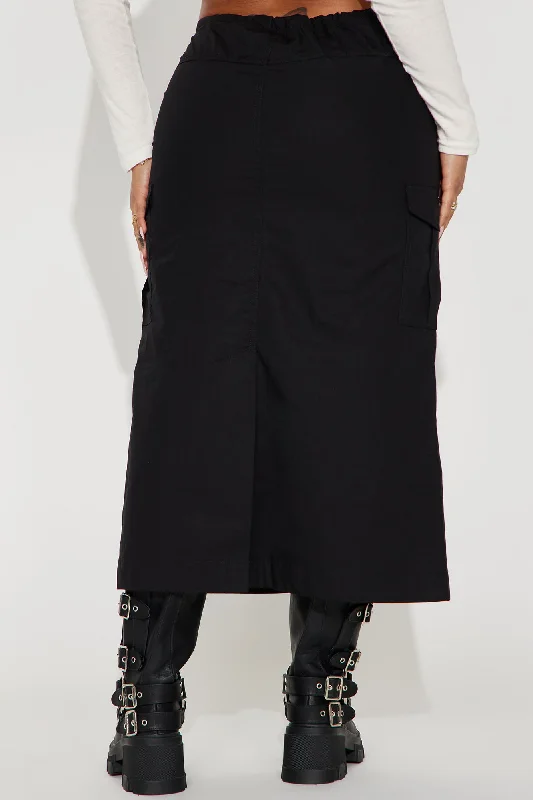 Jeanette Cargo Midi Skirt - Black