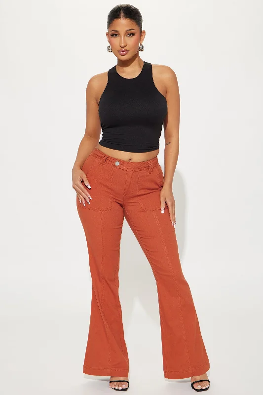 Just The Intro Flare Pant - Terracotta