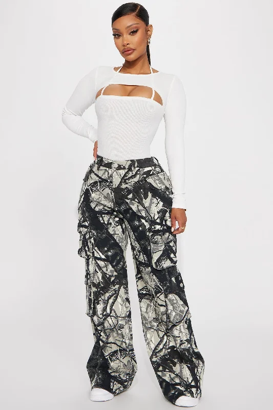 Kaitlyn Camo Cargo Pant - Grey/combo