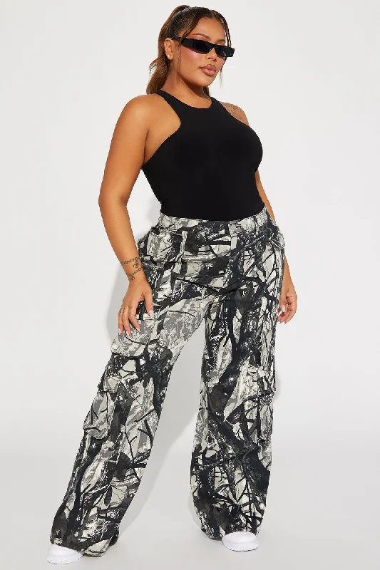 Kaitlyn Camo Cargo Pant - Grey/combo