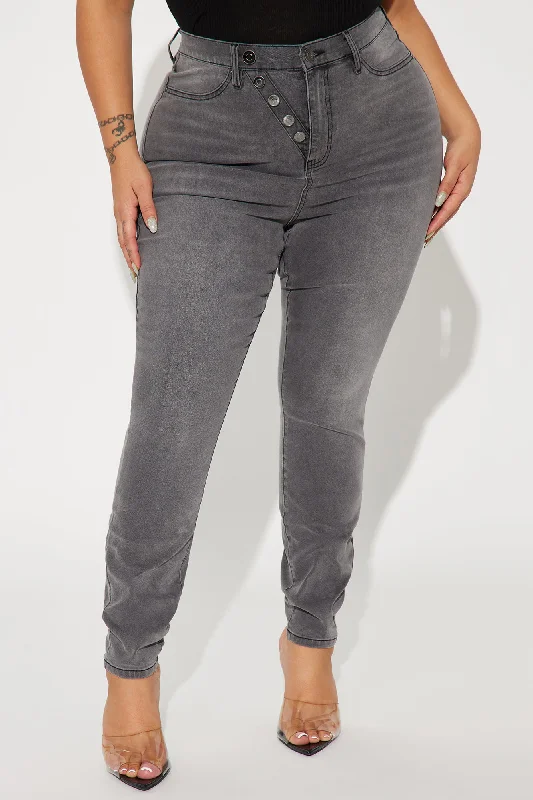 Kaylee Compression Stretch Skinny Jeans - Grey