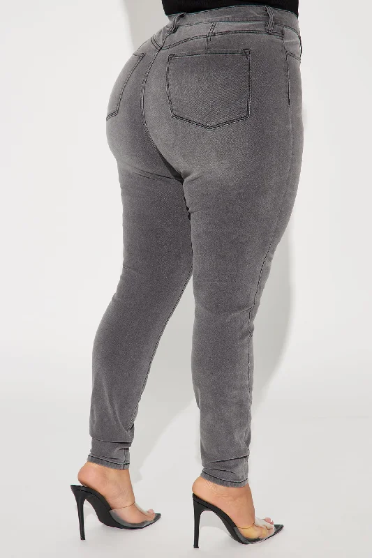 Kaylee Compression Stretch Skinny Jeans - Grey