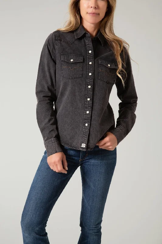 Kimes Ranch Womens Kaycee Denim Black Denim 100% Cotton L/S Shirt