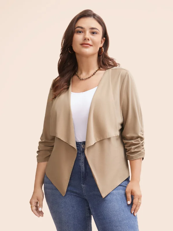 Lapel Collar Solid Gathered Jacket