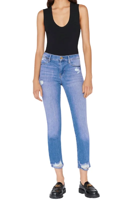 Le High Straight Jeans In Laskey Rips