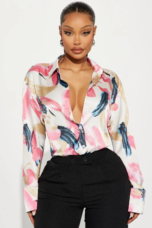 Light And Bright Satin Shirt - Ivory/combo