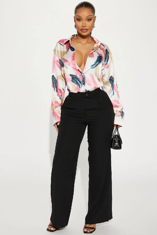 Light And Bright Satin Shirt - Ivory/combo