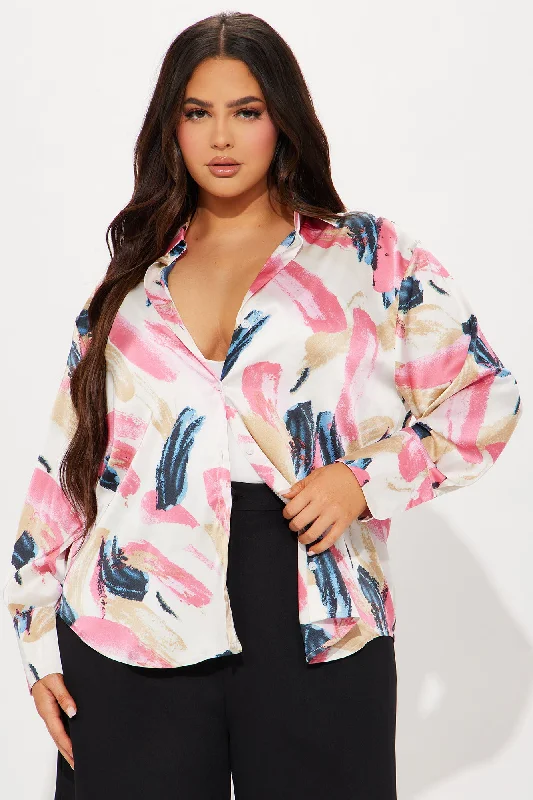 Light And Bright Satin Shirt - Ivory/combo