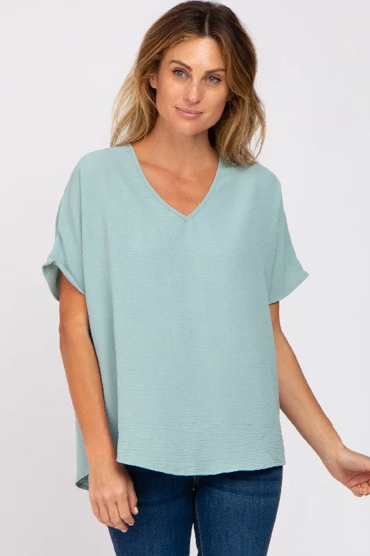 Light Jade Short Sleeve Blouse