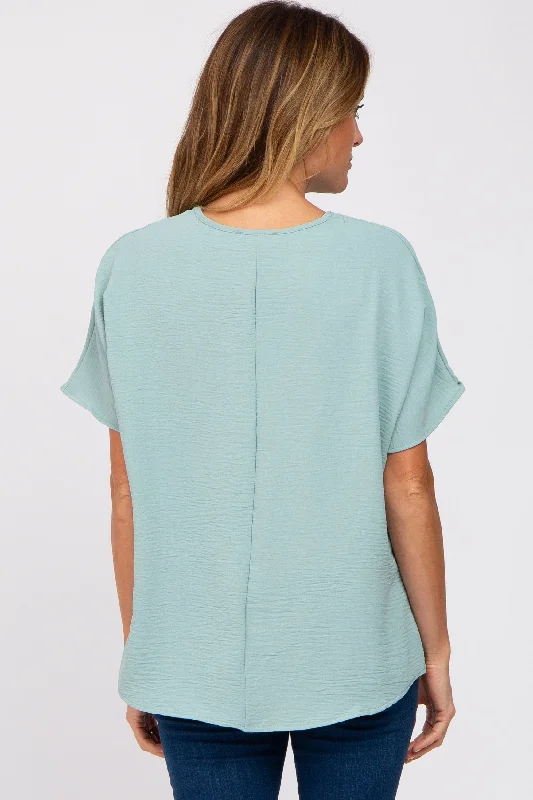 Light Jade Short Sleeve Blouse