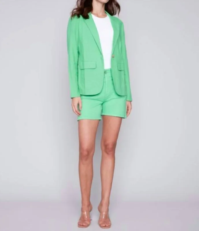 Light Linen Blazer In Emerald