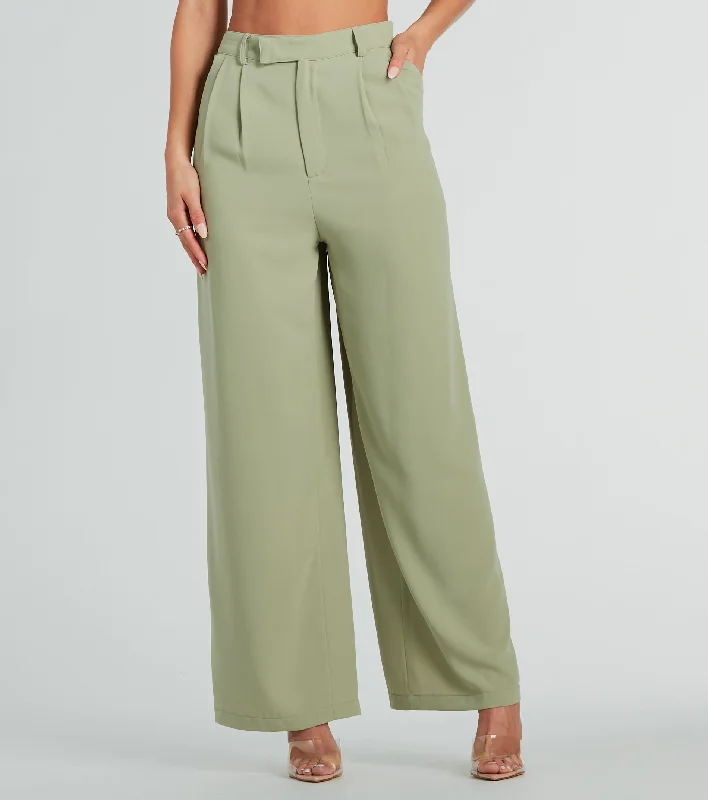 Like Clockwork High-Rise Wide-Leg Trouser Pants