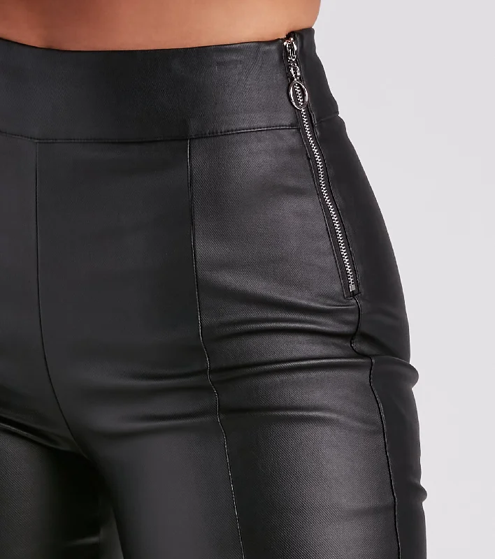 Livin' On The Edge Coated Faux Leather Leggings