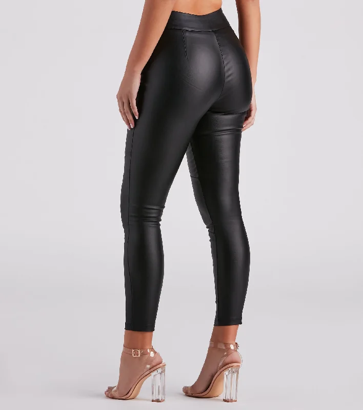 Livin' On The Edge Coated Faux Leather Leggings