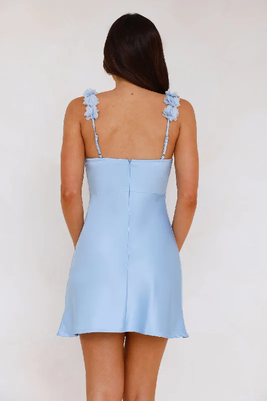 Lotus Love Satin Mini Dress Blue