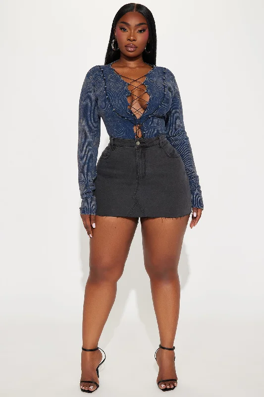 Love At First Sight Mini Denim Skort - Black