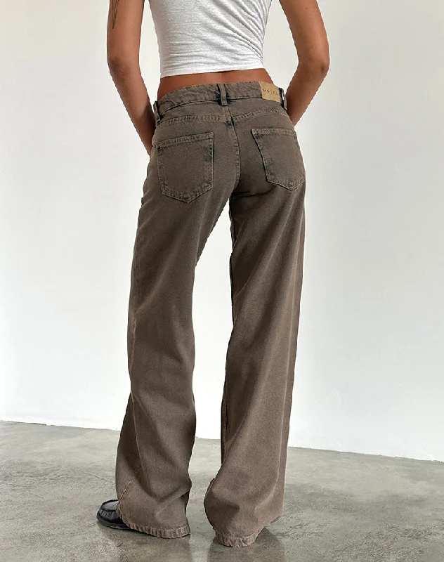 Low Rise Parallel Jeans in Dark Sand