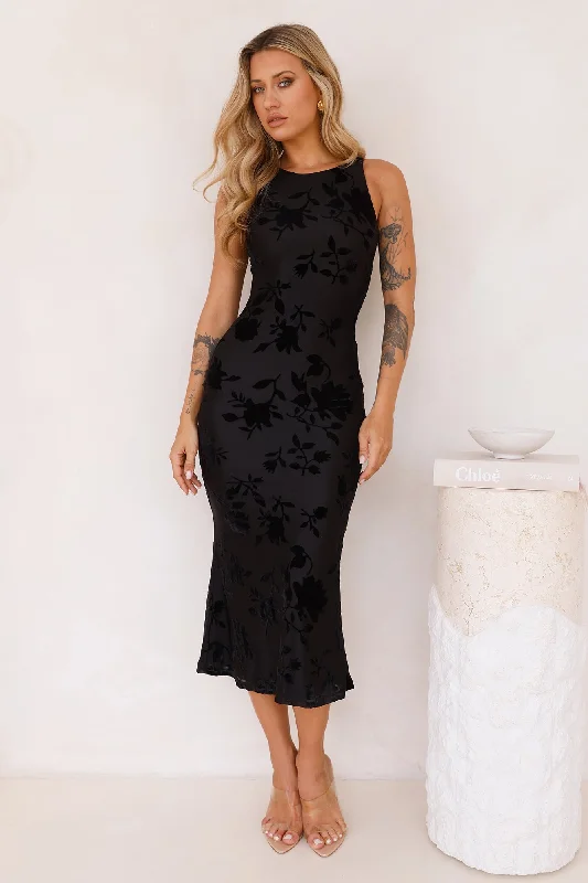 Luxurious Evening Midi Dress Black