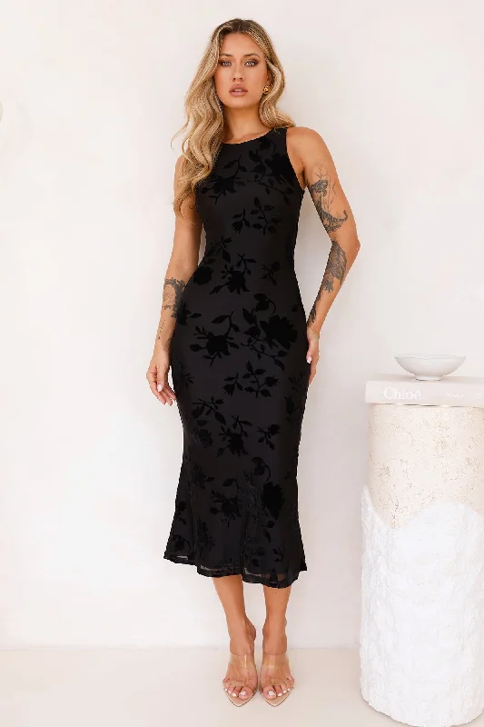 Luxurious Evening Midi Dress Black