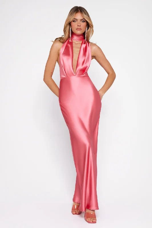 Luxury Events Satin Maxi Dress Pink