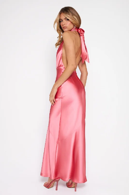 Luxury Events Satin Maxi Dress Pink