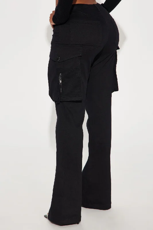 Make It Last Cargo Flare Pant - Black