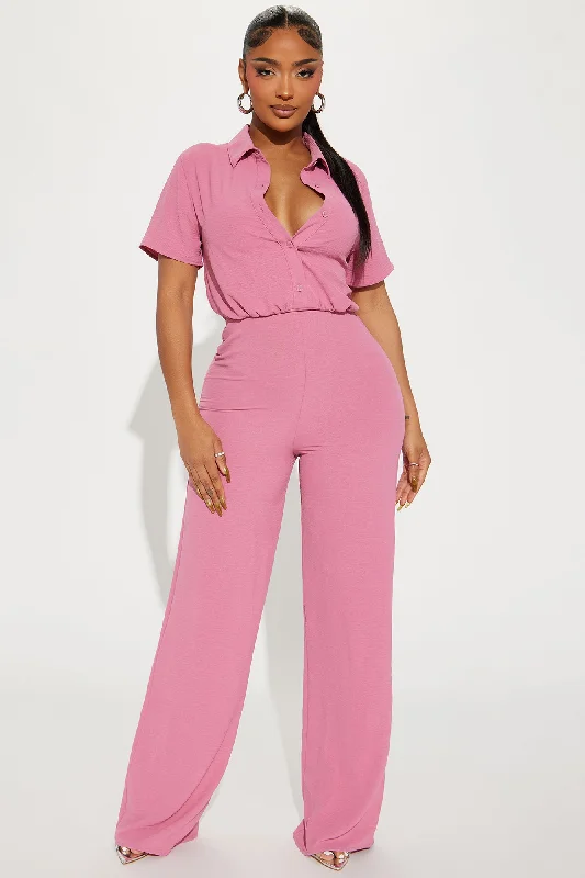 Makenzie Short Sleeve Jumpsuit - Mauve