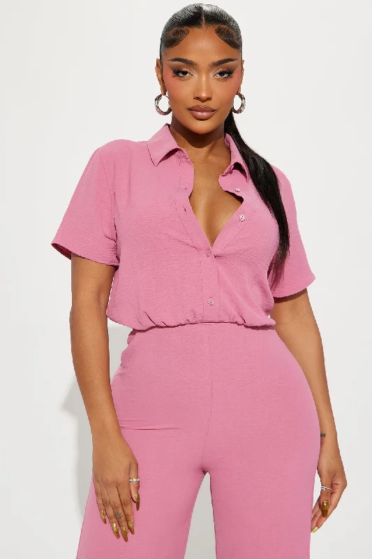 Makenzie Short Sleeve Jumpsuit - Mauve