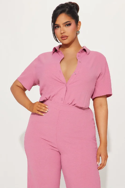 Makenzie Short Sleeve Jumpsuit - Mauve