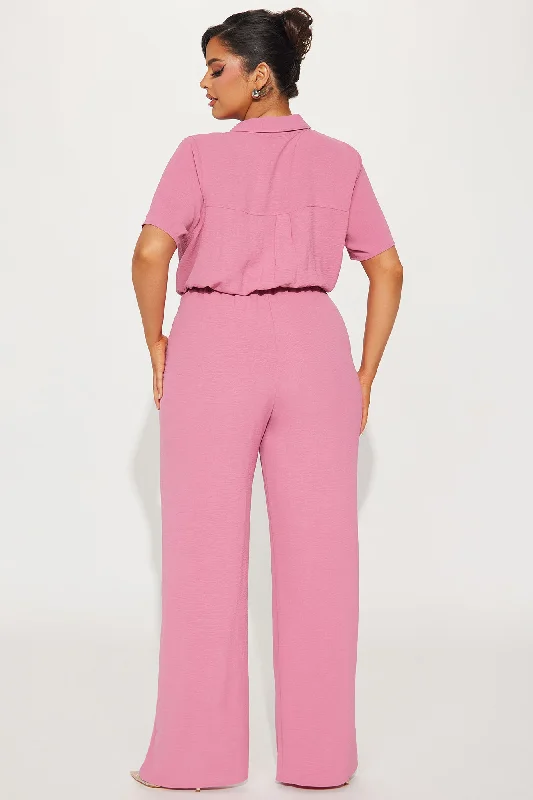 Makenzie Short Sleeve Jumpsuit - Mauve