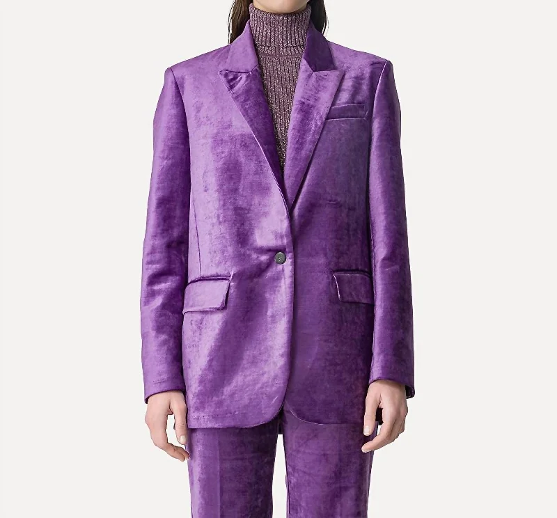 Mannish Velvet Blazer In Violet