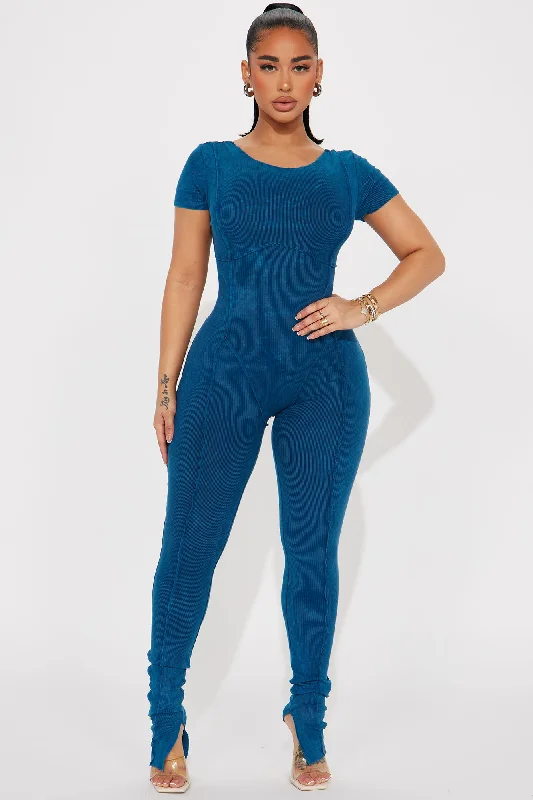 Marlo Mineral Wash Jumpsuit - Teal