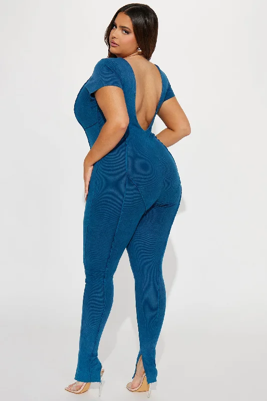 Marlo Mineral Wash Jumpsuit - Teal