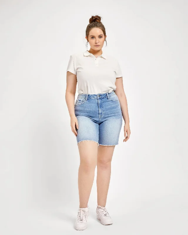 Plus Size High Rise Midi Shorts