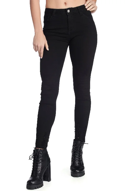 Mid Rise Distressed Ankle Skinny Jeans