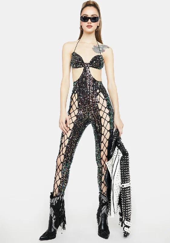 Midnight Shoot Your Shot Sequin Jumpsuit