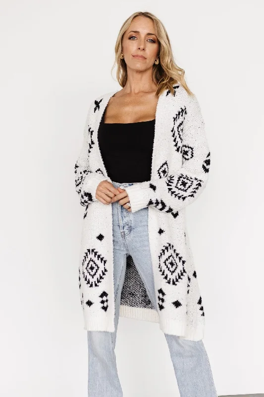 Missoula Oversized Cardigan | Off White + Black