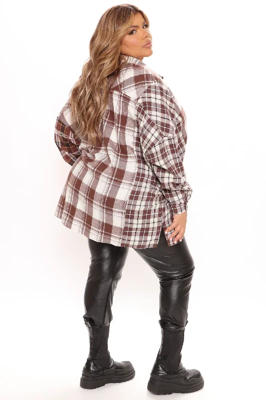 Mixed Emotions Mixed Feelings Flannel Top - Brown/combo