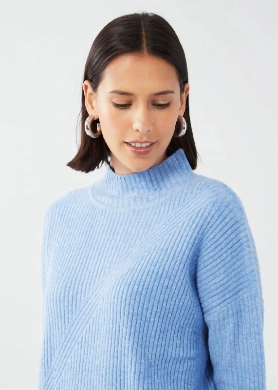 Mockneck Tunic Sweater In Cornflower