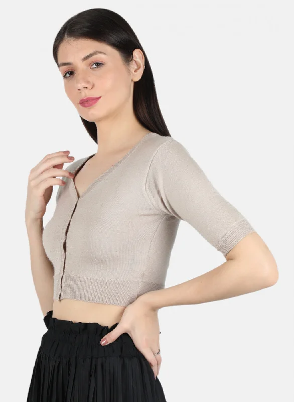 Women Beige Solid Blouse