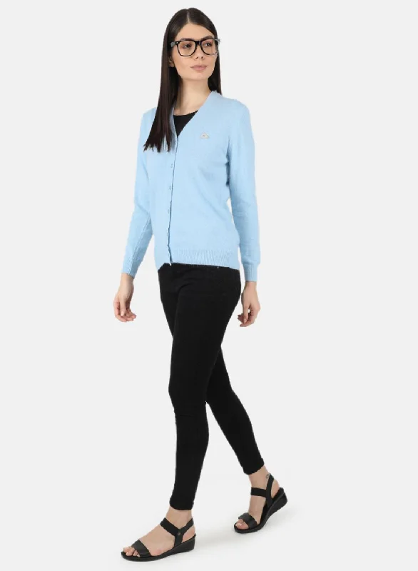 Women Blue Solid Cardigan