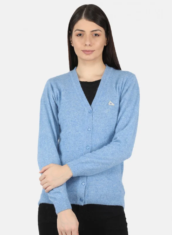 Women Blue Solid Cardigan