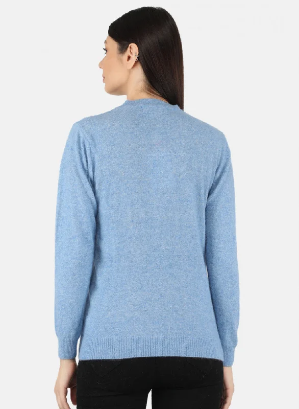 Women Blue Solid Cardigan