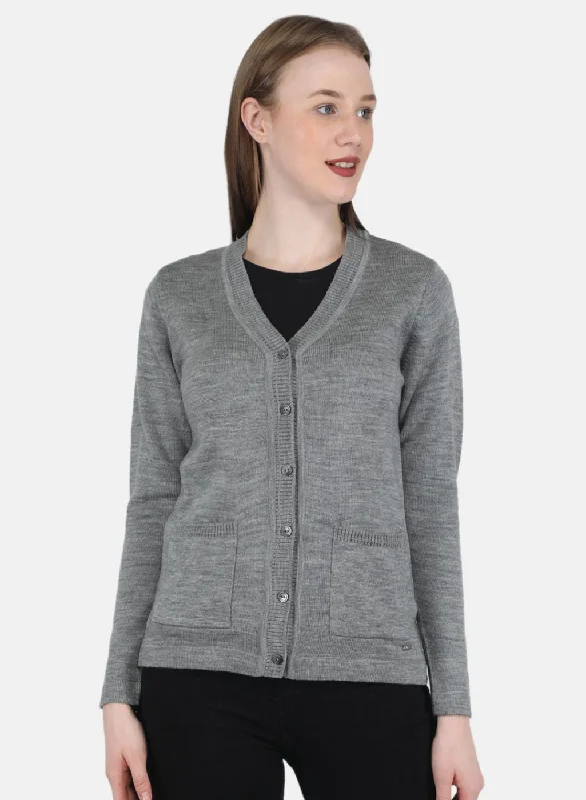 Women Grey Solid Cardigan