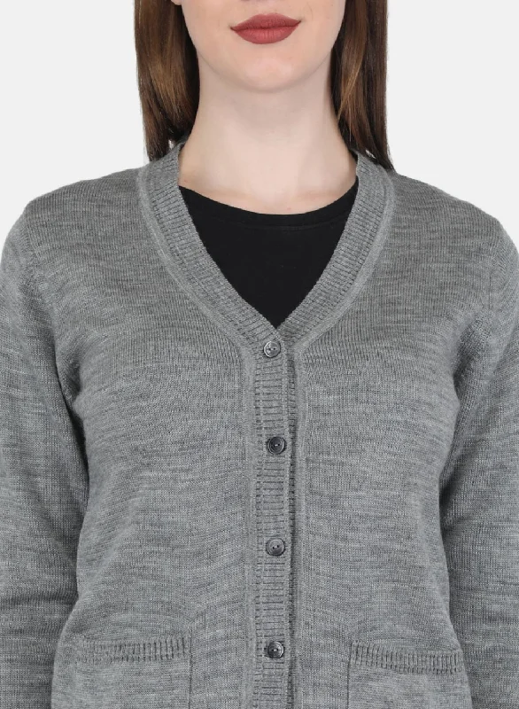 Women Grey Solid Cardigan