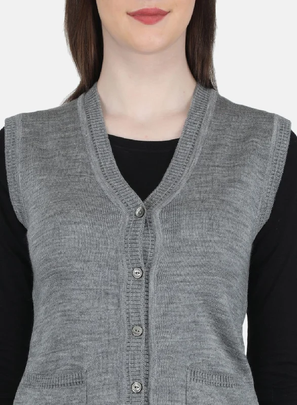 Women Grey Solid Cardigan