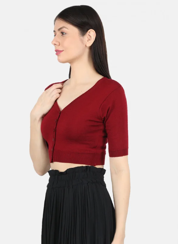 Women Maroon Solid Blouse