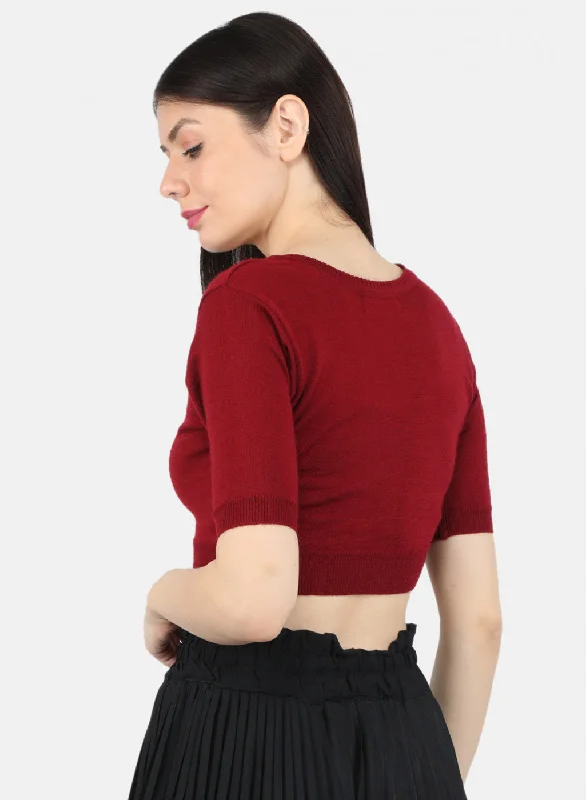 Women Maroon Solid Blouse