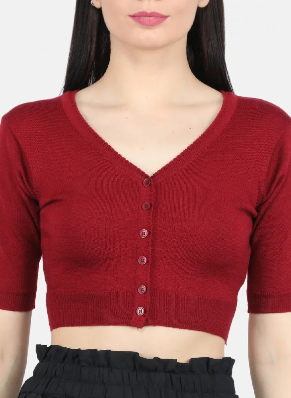 Women Maroon Solid Blouse